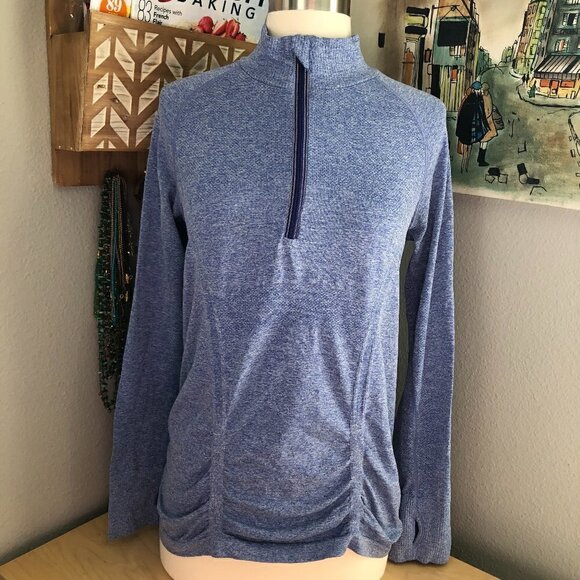 ATHLETA Fastest Track Athletic Jacket Women's size S Lavender 1/2 Zip Shirred - Picture 2 of 10